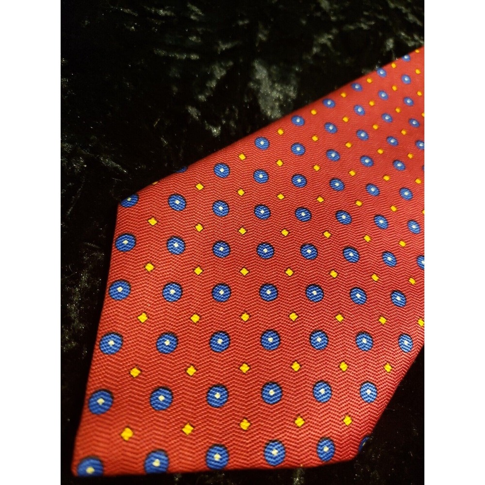 Lauren Ralph Lauren Mens Designer Neck Tie Red Blue USA Made Geometric Career‎